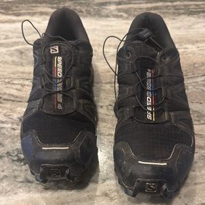 Salomon Speedcross 4 Men's Trail Shoes - Black with Red and Yellow Accents